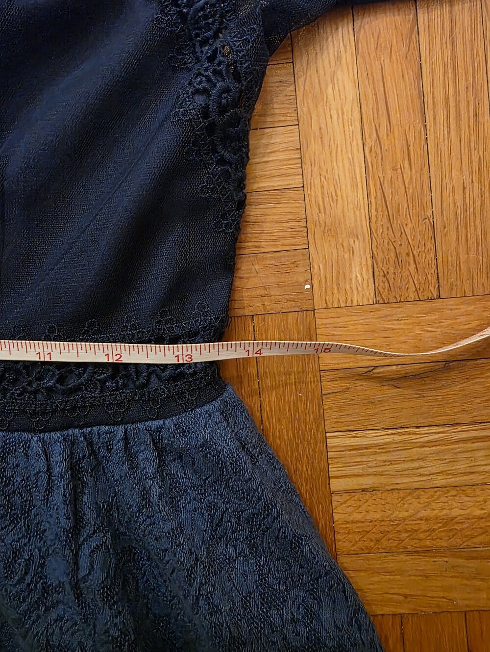 Free People Blue Lace Victorian Fit-and-Flare Dress with Sheer Sleeves - Picture 14 of 14
